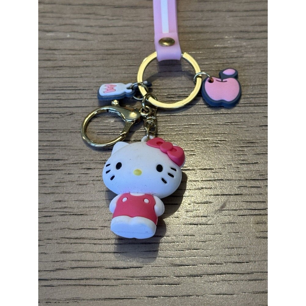 Hello Kitty Figure WRISTBAND KEYCHAIN Key Clip Purse Fob Backpack Milk Charm Toy